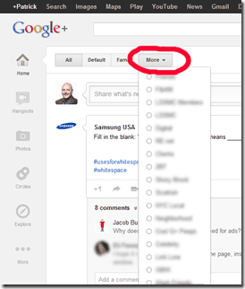 Google+ Circles Navigation