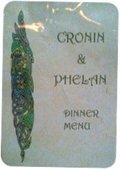 Cronin Phelan Menu