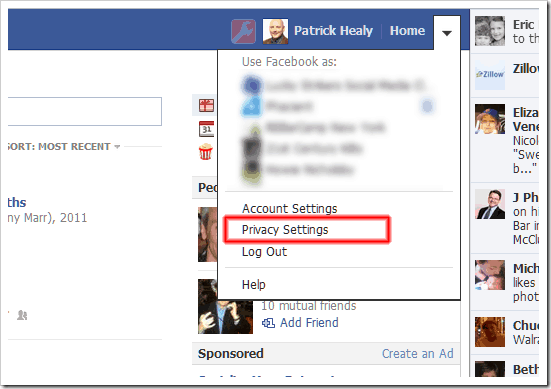 Access Facebook Privacy Settings